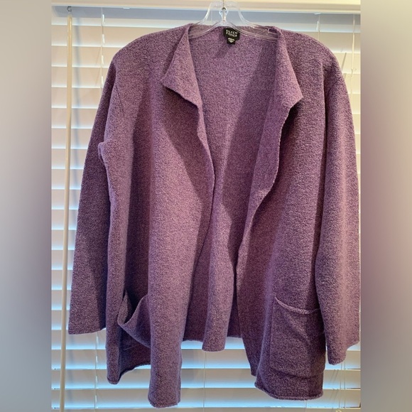Eileen Fisher Sweaters - Eileen Fisher Cardigan Sz S Open Front Sweater Purple Wool Blend Italian Yarn